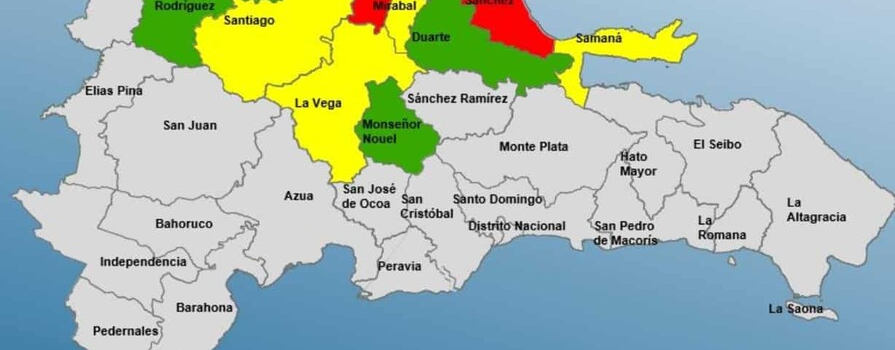 Alerta roja para tres provincias del Cibao por fuertes lluvias